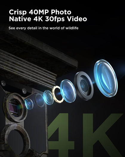 CY95 Full HD 4K 40MP Caméra de chasse Wi-Fi avec carte SD